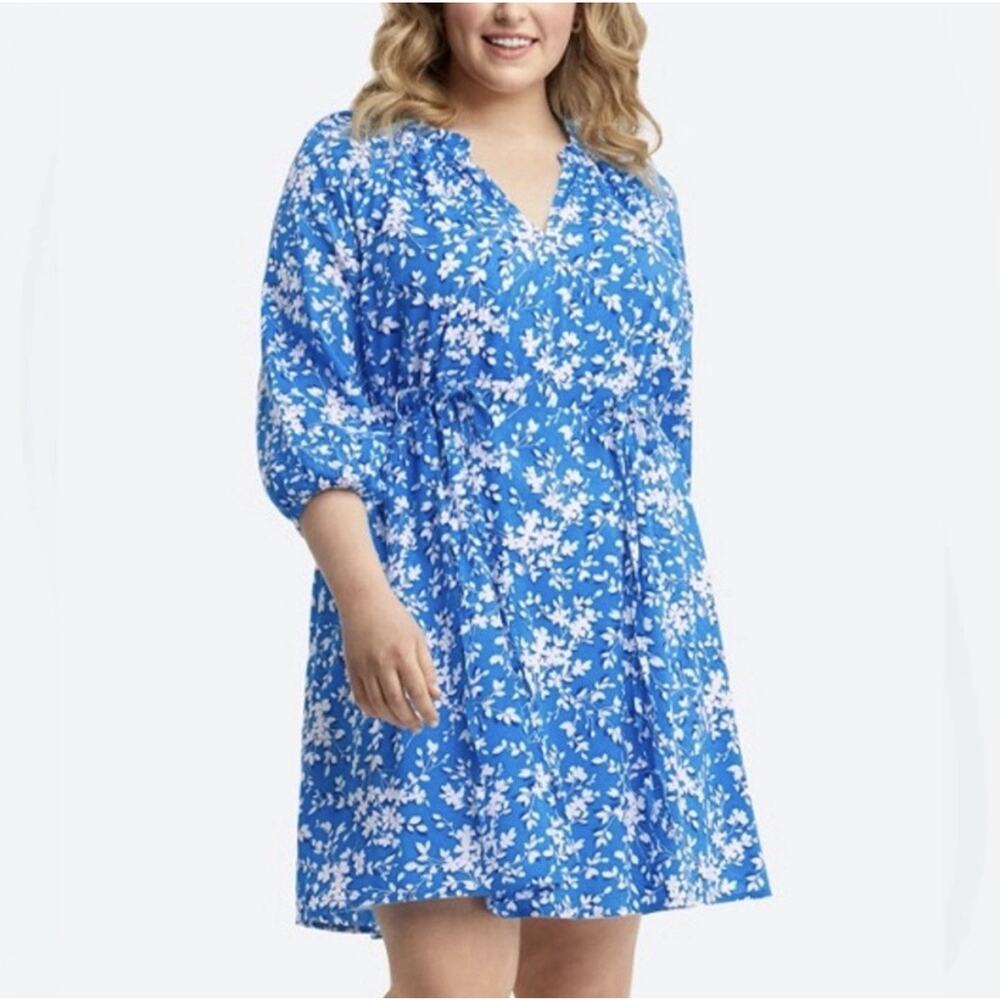 Draper James Kellie Babydoll Dress Women's XS Bluebell Shadow Floral Cottagecore